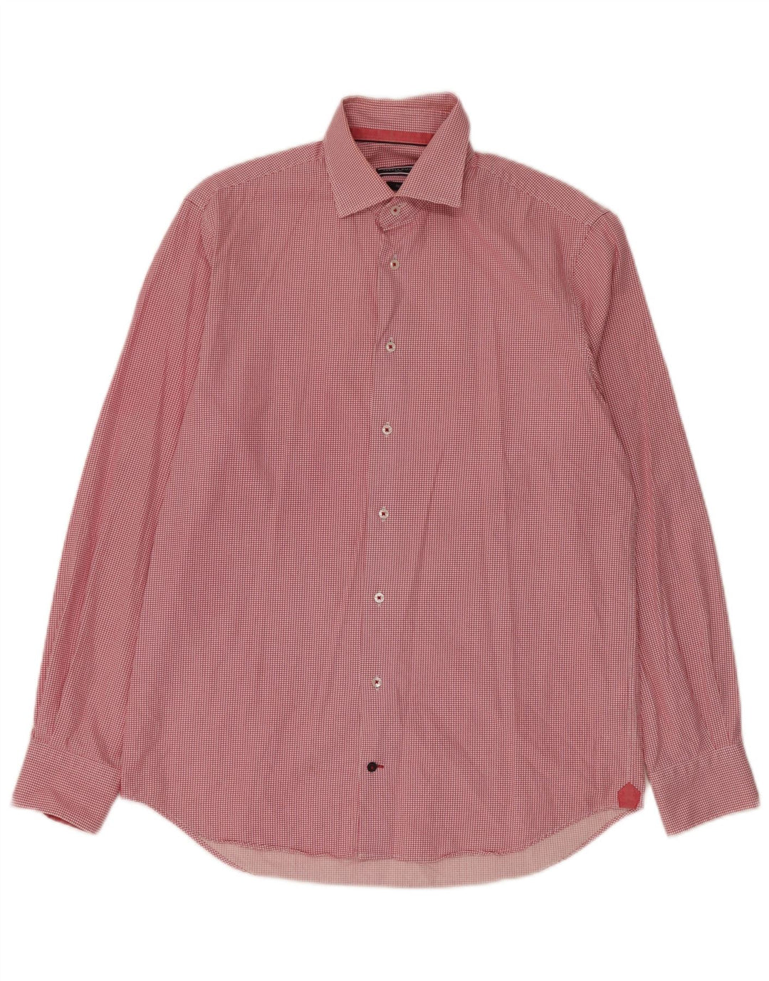 Tommy Hilfiger Mens Tailored Shirt Size 39 15 1/2 Medium Red Houndstooth