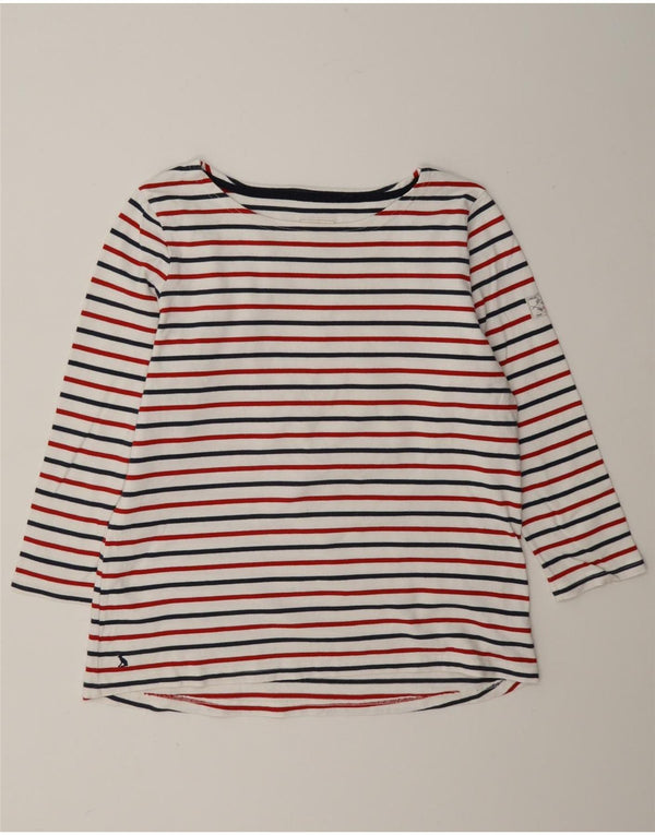 Joules Womens Top 3/4 Sleeve UK 16 Large White Striped Cotton