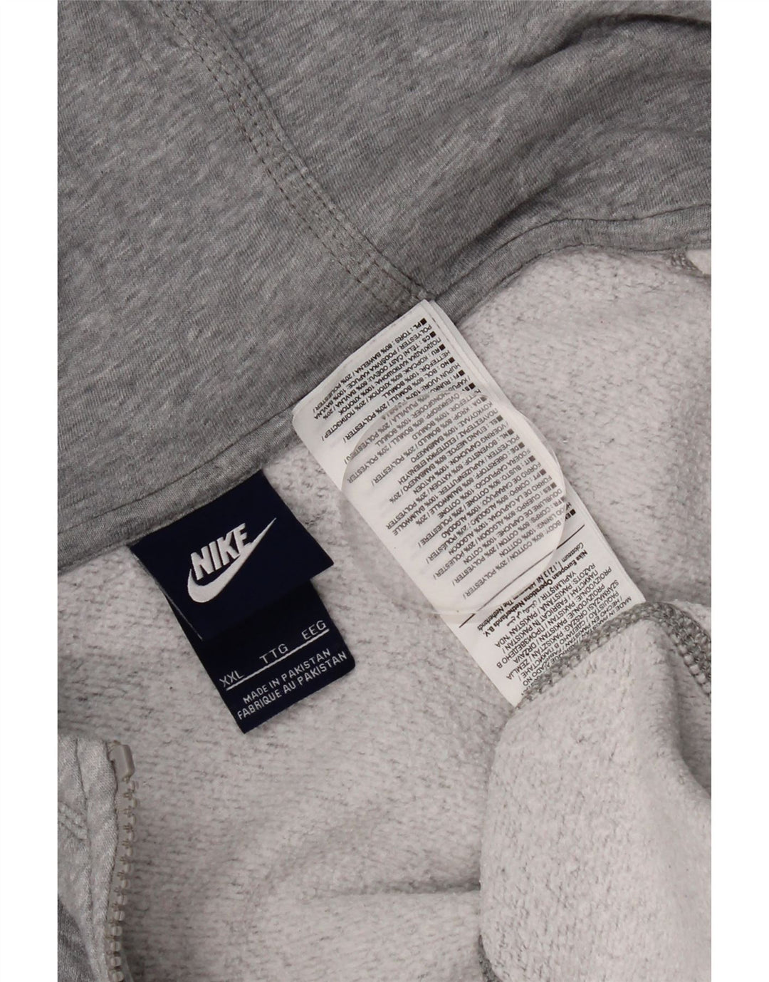 Nike Mens Zip Hoodie Sweater 2XL Grey Cotton