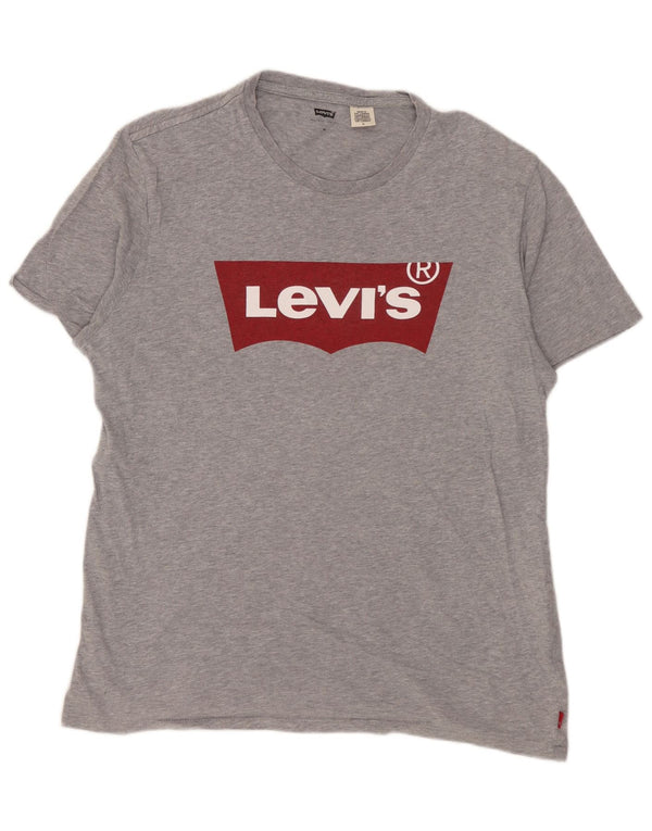 Levi's Mens Graphic T-Shirt Top Medium Grey Flecked Cotton