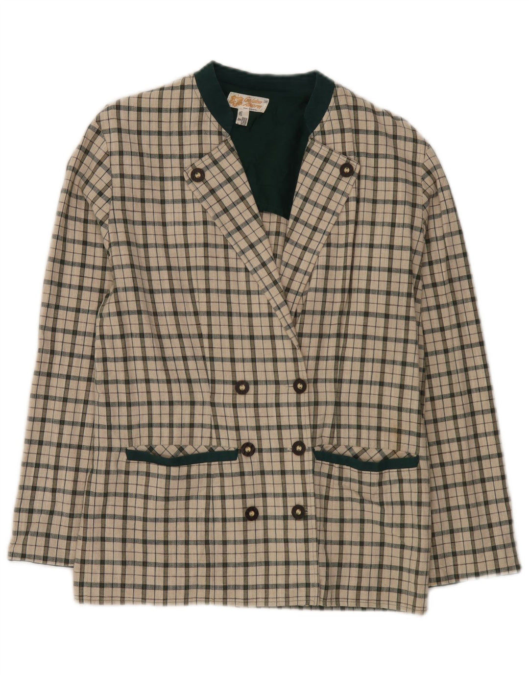 Jaqueta blazer feminina vintage com peito duplo UE 38 médio esbranquiçado
