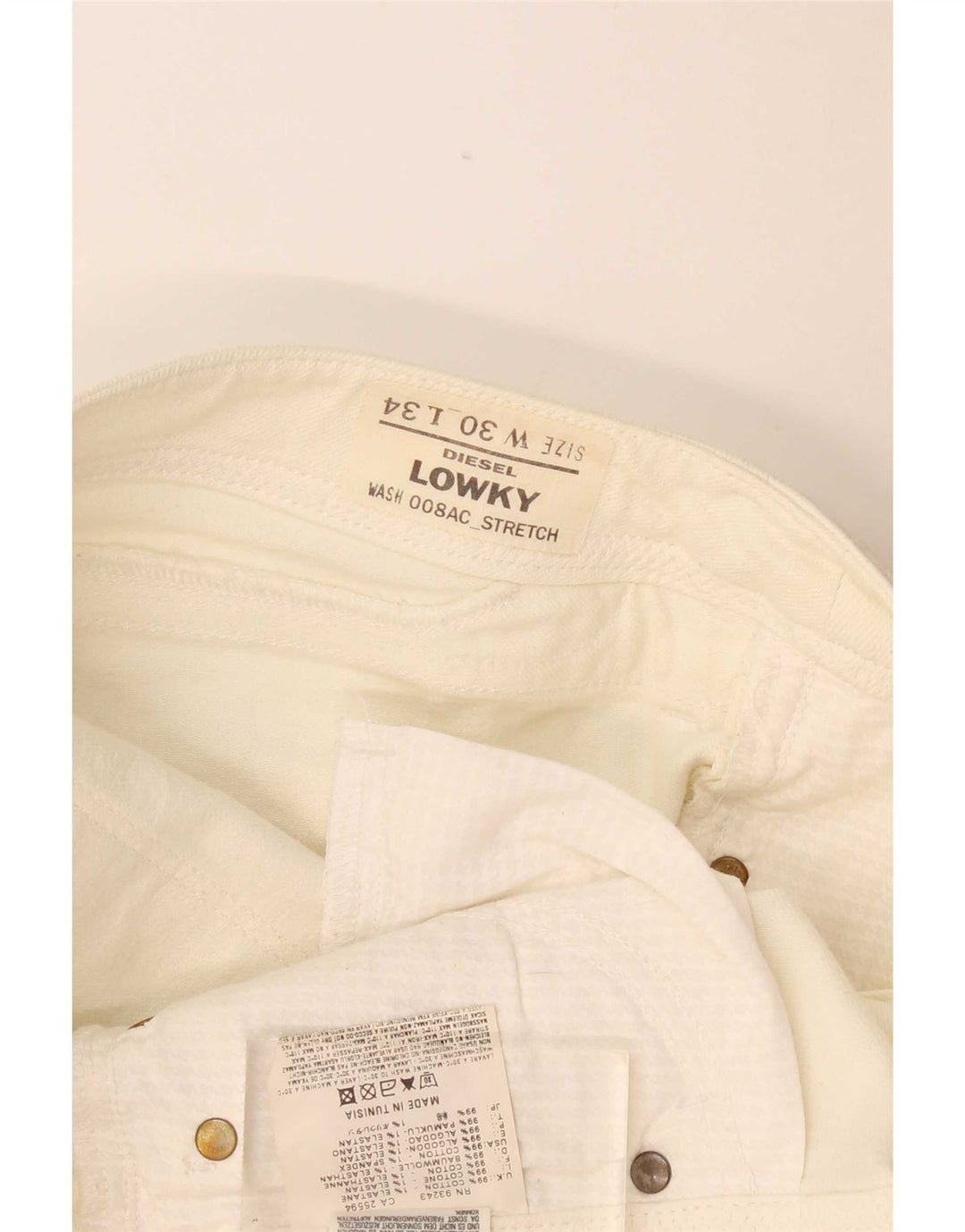 Diesel Womens Lowky Slim Jeans W30 L34 Off White Cotton