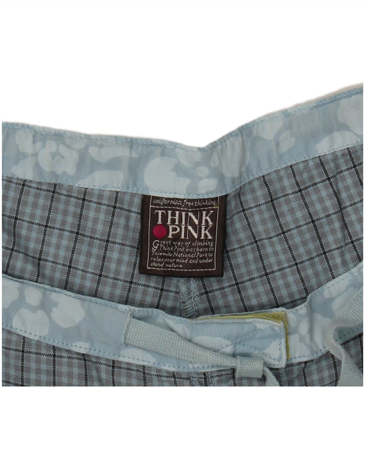 Think Pink Damen Caprihose W32 L21 Blau kariert