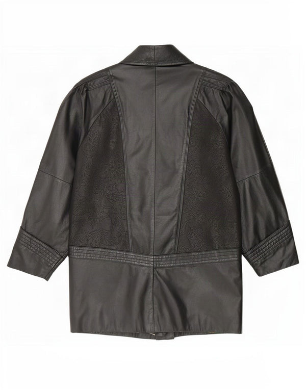Yessica Damen Ledermantel UK 14 Large Schwarz