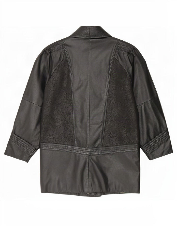 Yessica Womens Leather Coat UK 14 Large Black