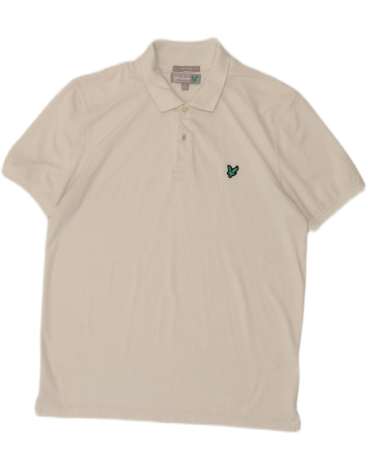 Lyle & Scott Mens Polo Shirt Large White Polyester
