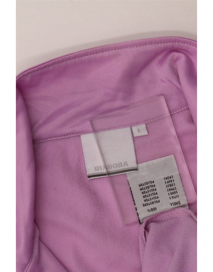 DIADORA Womens Tracksuit Top Jacket UK 16 Large Purple Polyester