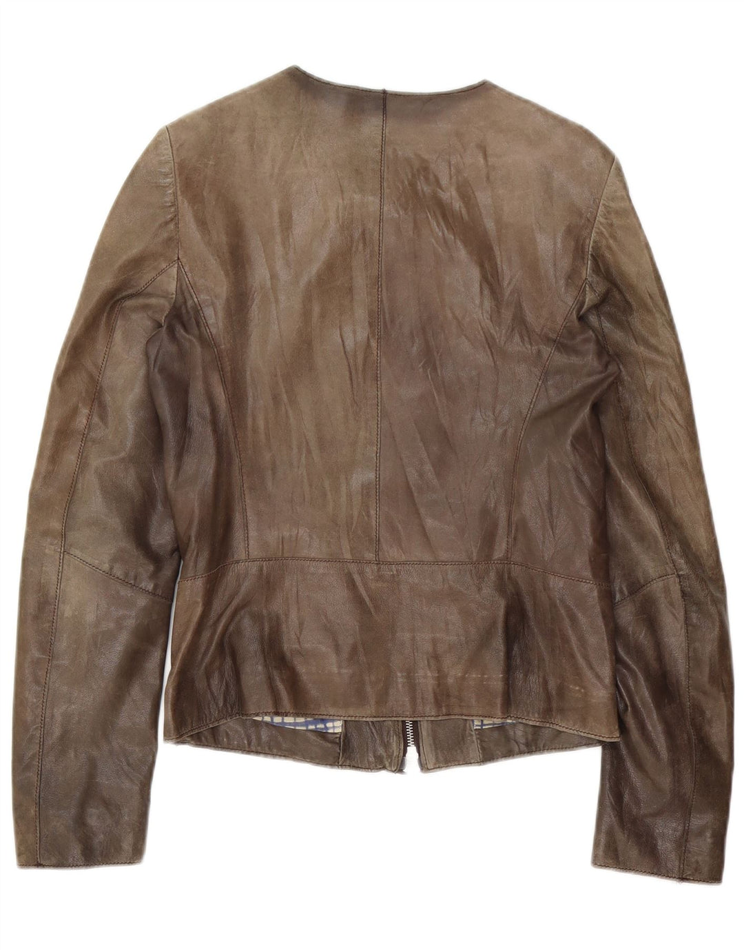 Vintage Womens Leather Jacket UK 10 Small Brown