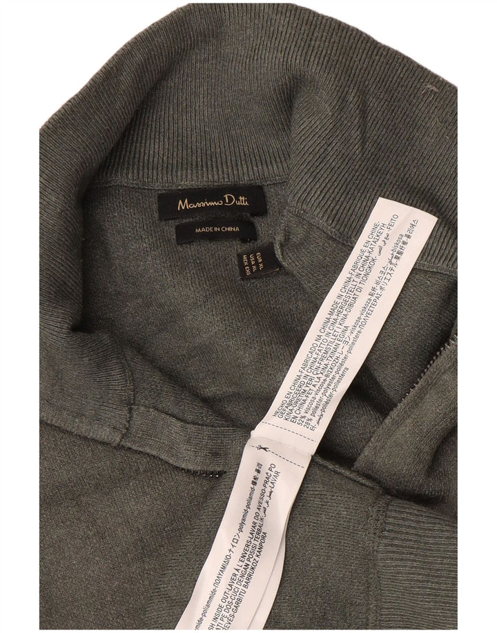 MASSIMO DUTTI Mens Zip Neck Jumper Sweater XL Grey Viscose