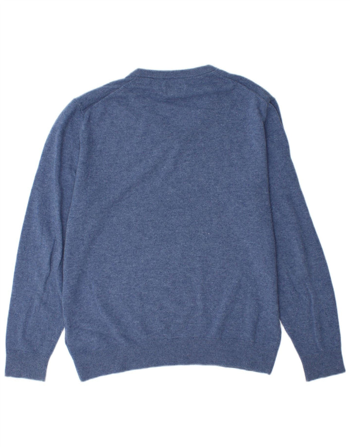 Gant Maglione da uomo con scollo a V, maglione grande, in lana blu