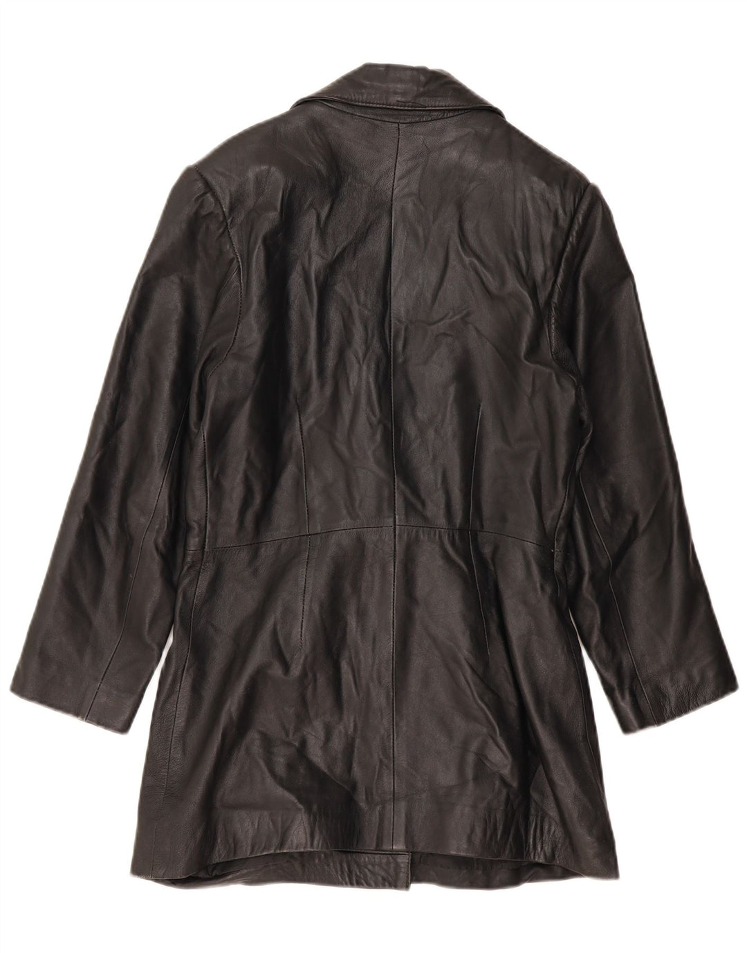 Cappotto in pelle da donna VINTAGE UK 14 Grande pelle nera