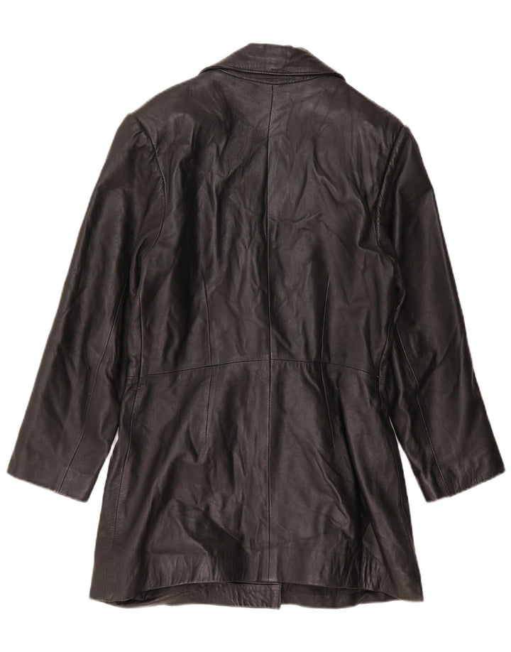 Cappotto in pelle da donna VINTAGE UK 14 Grande pelle nera