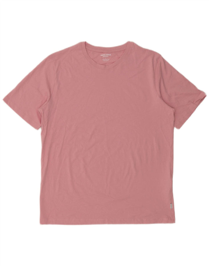 Jack & Jones Mens T-Shirt Top Large Pink Cotton