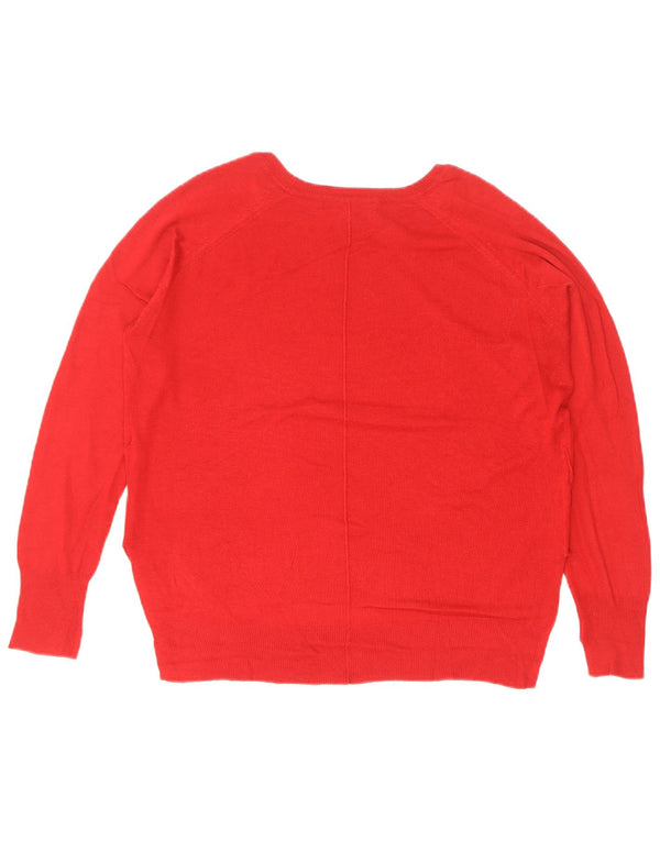 Zara Pull surdimensionné à col bateau pour femme UK 10 Petit Rouge