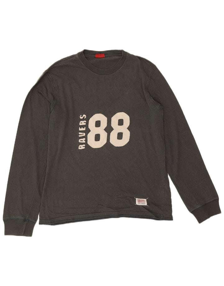 Levi's Top grafico da uomo a maniche lunghe in cotone grigio grande