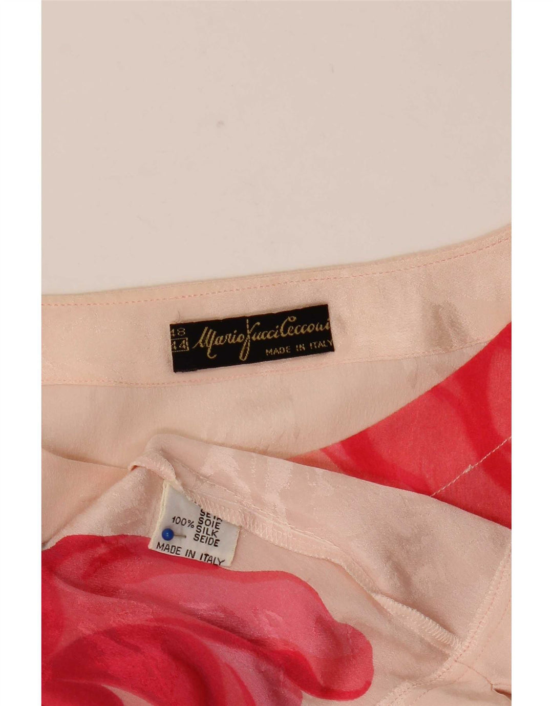 Mario Pucci Cecconi Dame Se Through Bluse Top IT 44 Medium Pink Floral