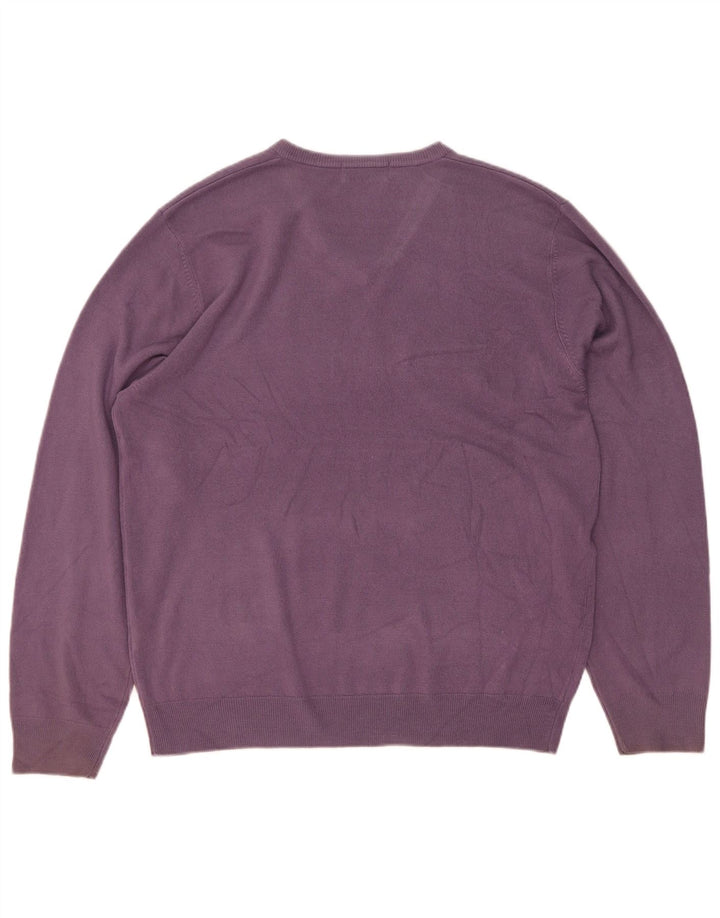 Marks & Spencer Mens Blue Harbour V-Neck Jumper Sweater Large Purple