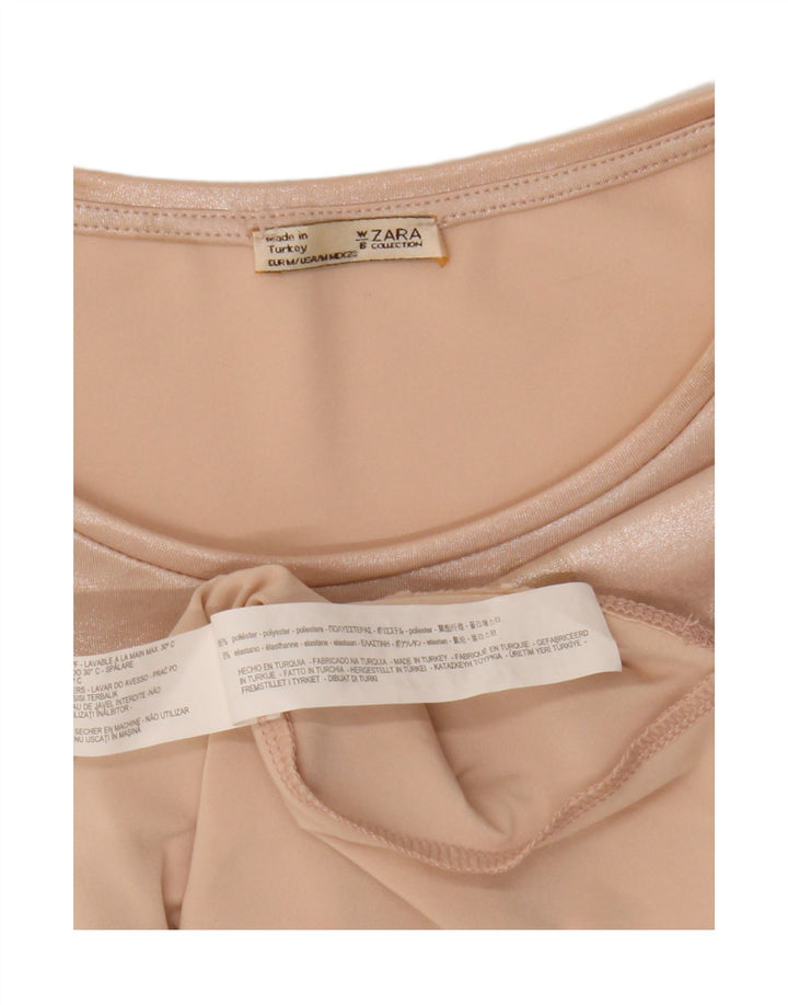 ZARA Womens Oversized Crop Blouse Top UK 14 Medium Beige Polyester Vintage Zara and Second-Hand Zara from Messina Hembry 