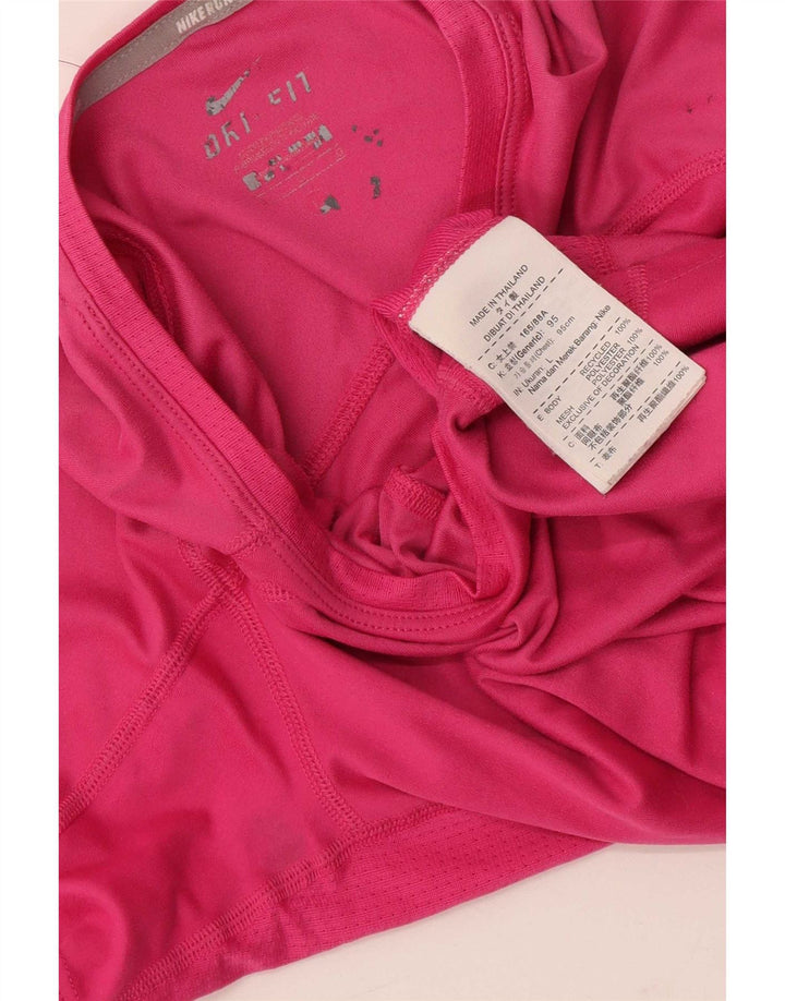 Nike Womens Dri Fit T-Shirt Top UK 14 Rose Moyen Polyester
