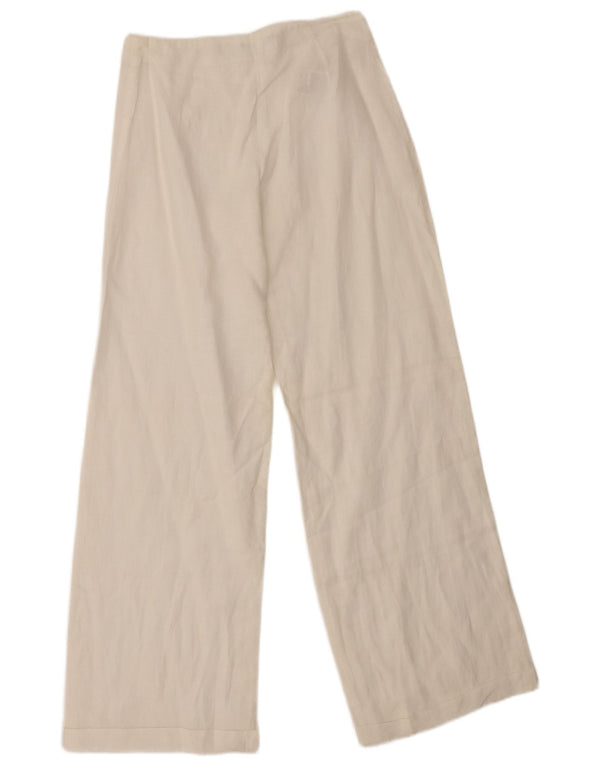 Sisley Pantalon décontracté à jambe large pour femme IT 38 XS W26 L29 Lin blanc