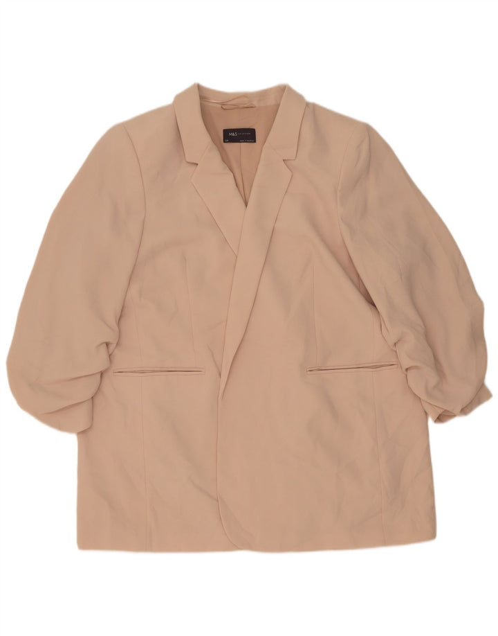 Marks & Spencer Womens 3/4 Sleeve Open Blazer Jacket UK 24 4XL Pink