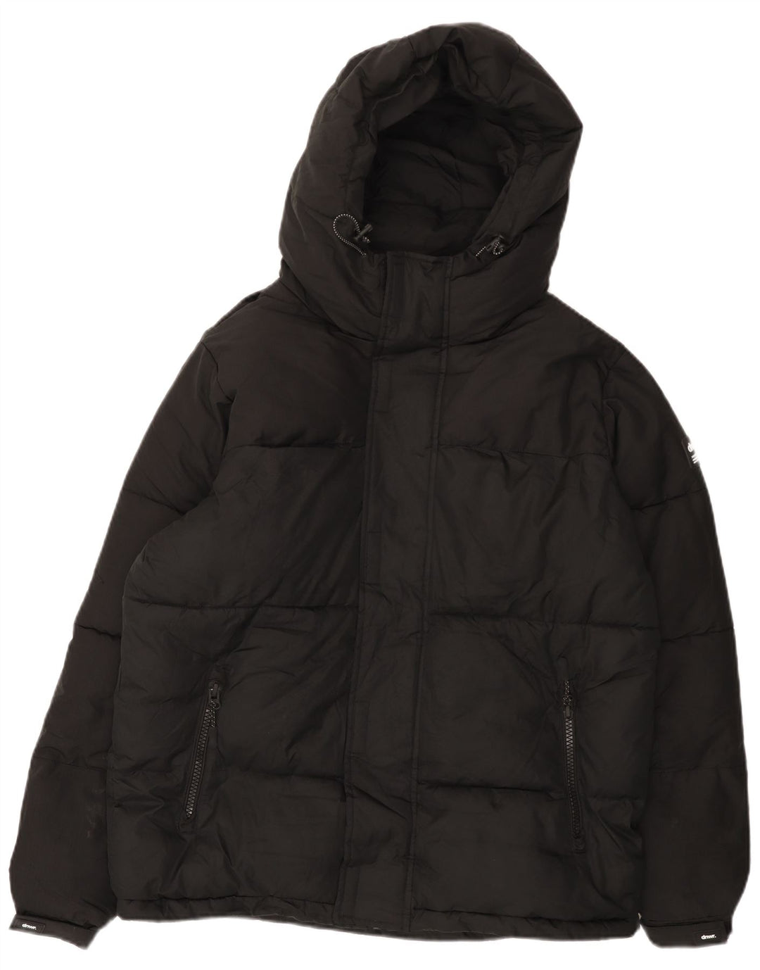ZARA Mens Hooded Loose Fit Padded Jacket UK 36 Small Black Polyester