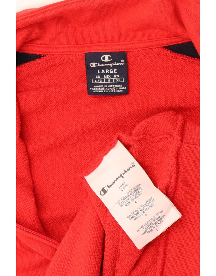 Champion Veste de survêtement pour homme Large Rouge Colorblock Polyester
