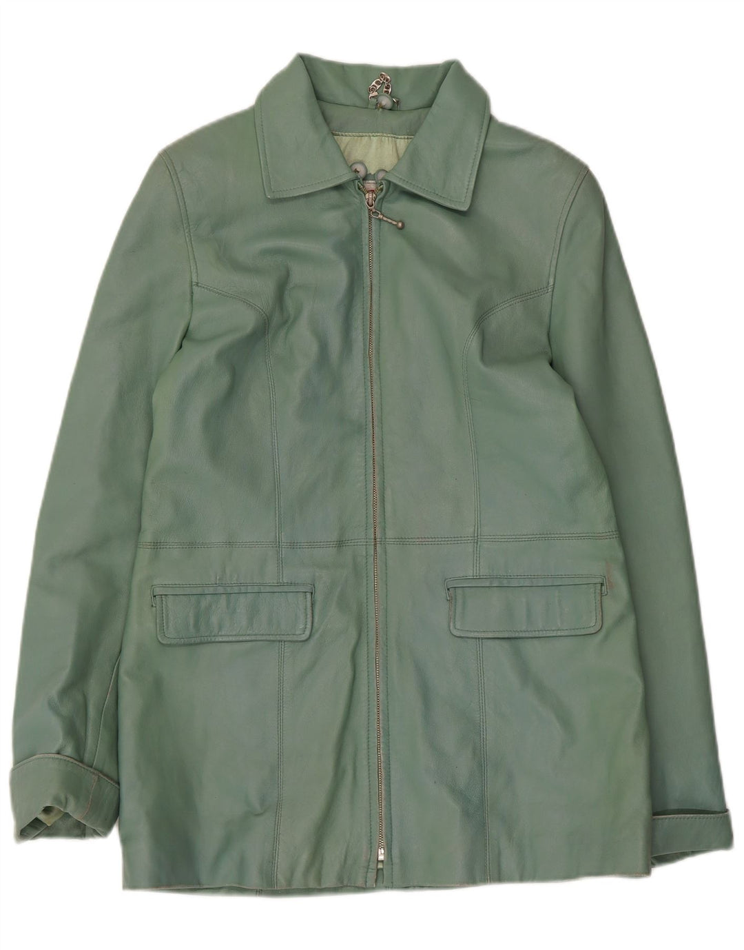 BIKO Womens Leather Jacket EU 40 Medium Green Leather