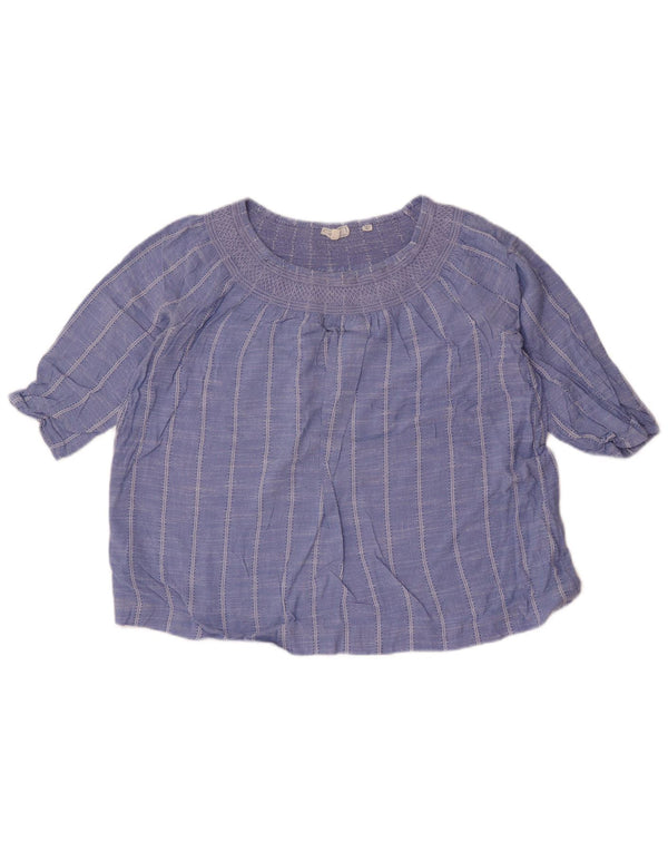 Fat Face Womens Crop Oversized Top 3/4 ærme UK 10 Small Blue Striped