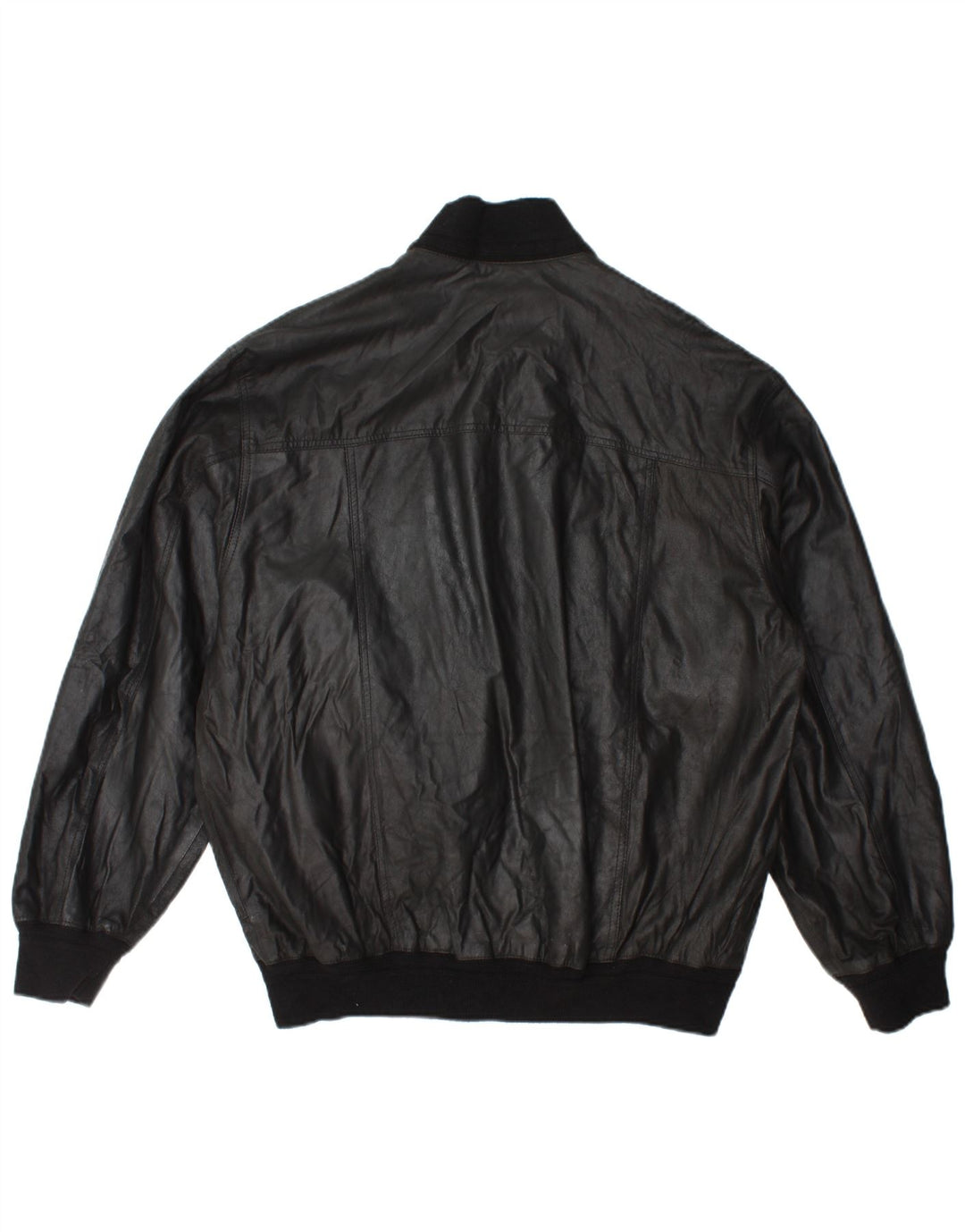 Vintage Mens Bomber Leather Jacket IT 54 2XL Black Leather