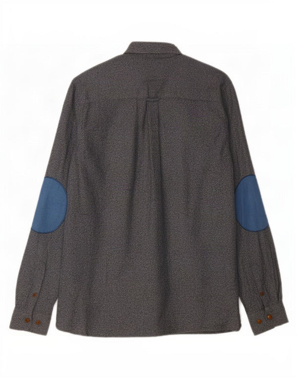 Carhartt Mens Workwear Regular Fit Shirt Medium Navy Blue Flecked Cotton