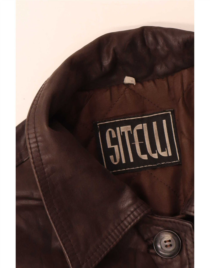 Jachetă de piele pentru femei Sitelli UK 12 maro mediu