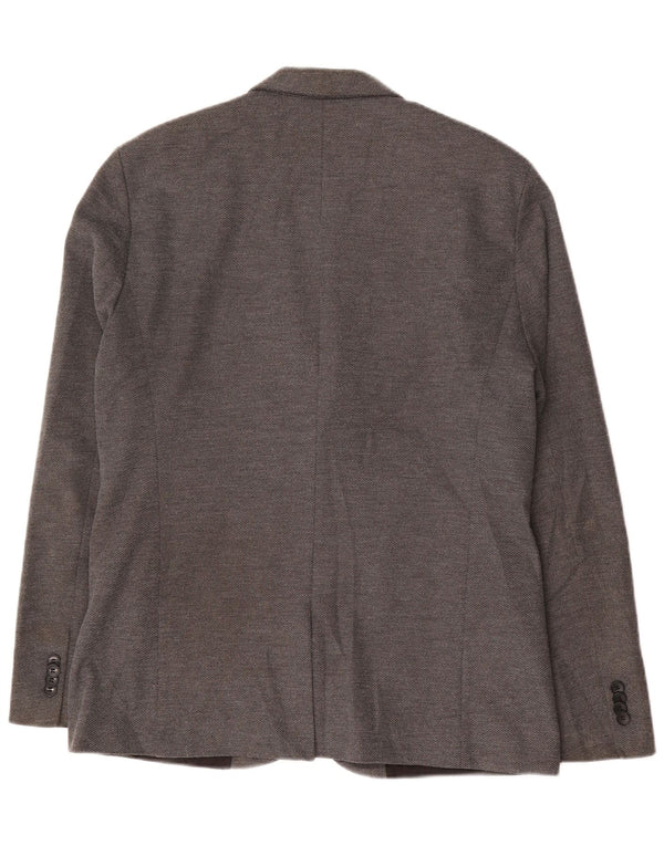 Zara Mens 2 Button Blazer Jacket UK 42 XL Grey Polyester