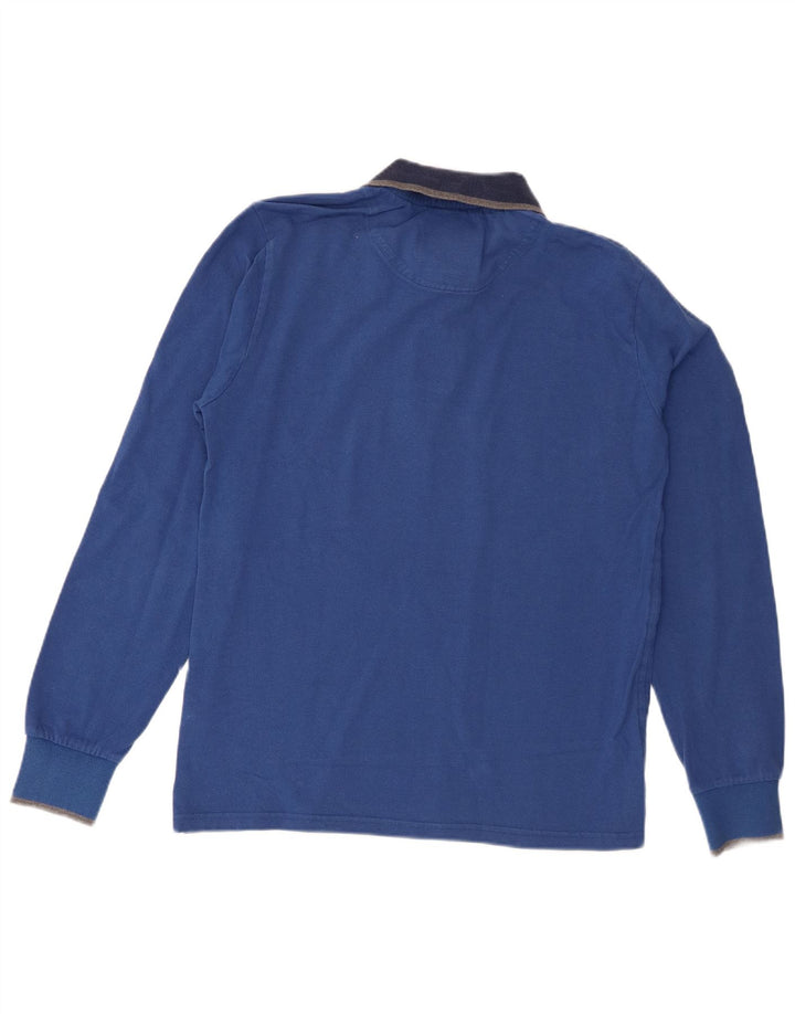 North Sails Mens Long Sleeve Rugby Polo Shirt Medium Blue Cotton