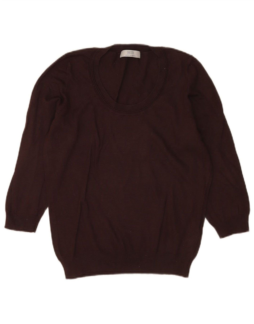 Marks & Spencer Womens Boat Neck Jumper Sweater UK 12 Medium Brown