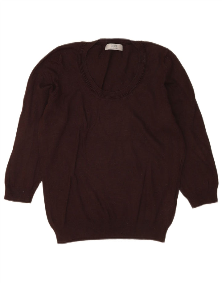 Marks & Spencer Womens Boat Neck Jumper Sweater UK 12 Medium Brown