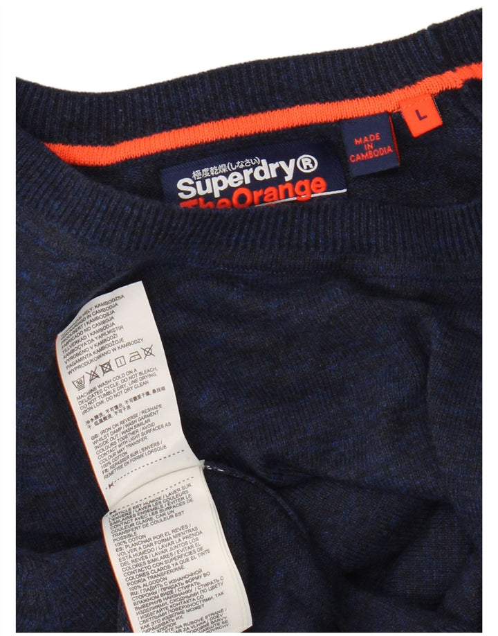 Superdry Mens Crew Neck Jumper Sweater Large Blue Cotton