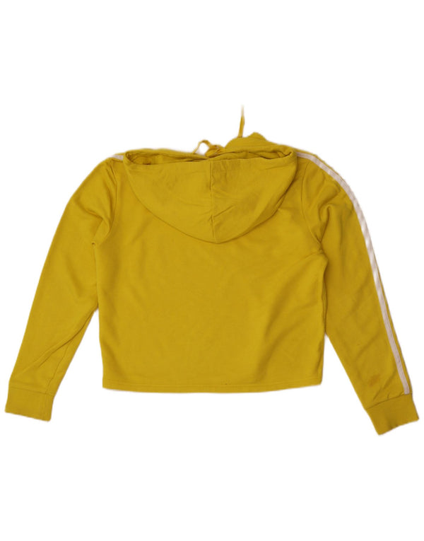 Adidas Dame Crop Hoodie Jumper UK 12/14 Medium Gul Bomuld