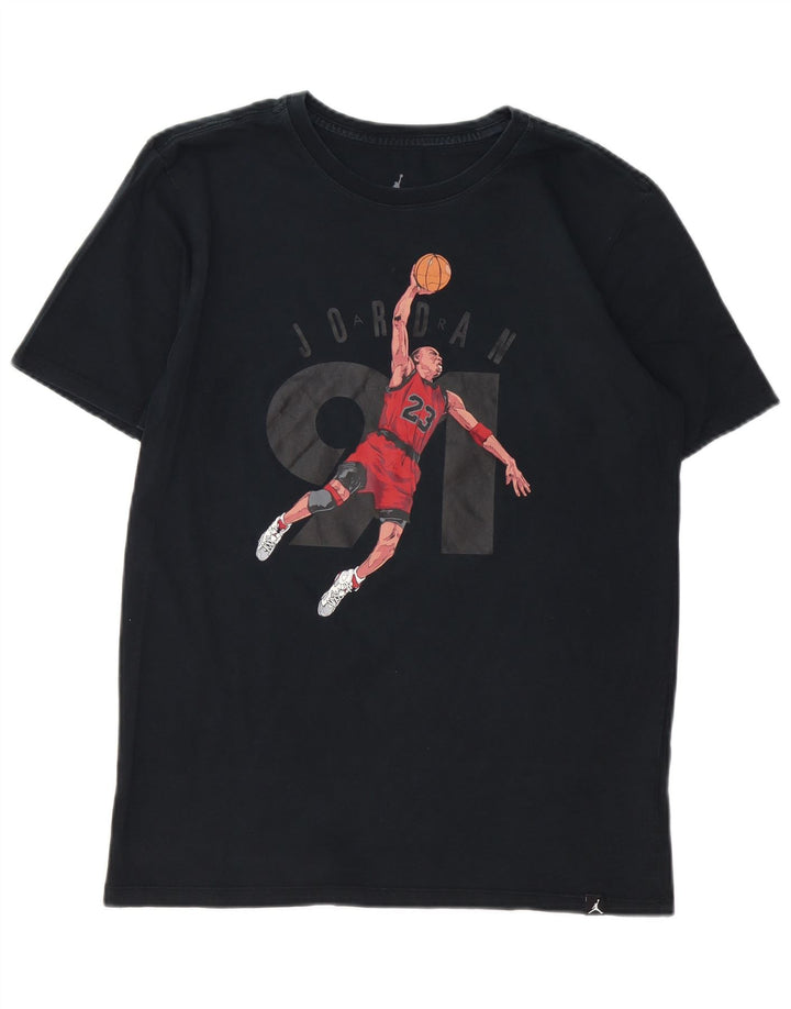 Jordan Mens Graphic T-Shirt Top Medium Navy Blue Cotton