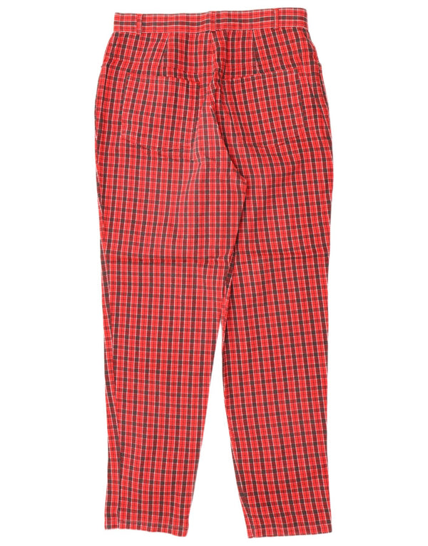 Basics Pantaloni casual pentru femei cu talie înaltă UK 16 Large W30 L30 Red Check