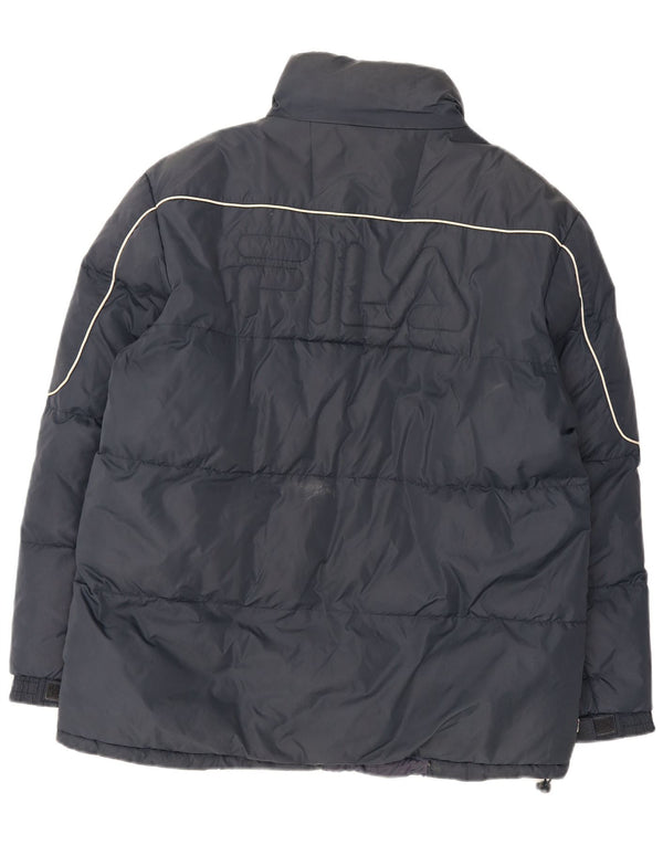 Fila Herre grafisk polstret jakke UK 38 Medium Navy Blue Nylon