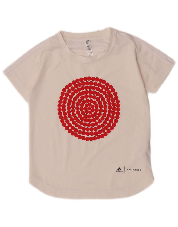 Maglietta Adidas Aeroready Graphic per ragazze, 7-8 anni, in poliestere bianco