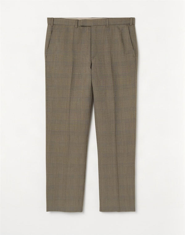 Marks & Spencer Pantalón de traje recto para hombre W36 L29 Lana a cuadros beige