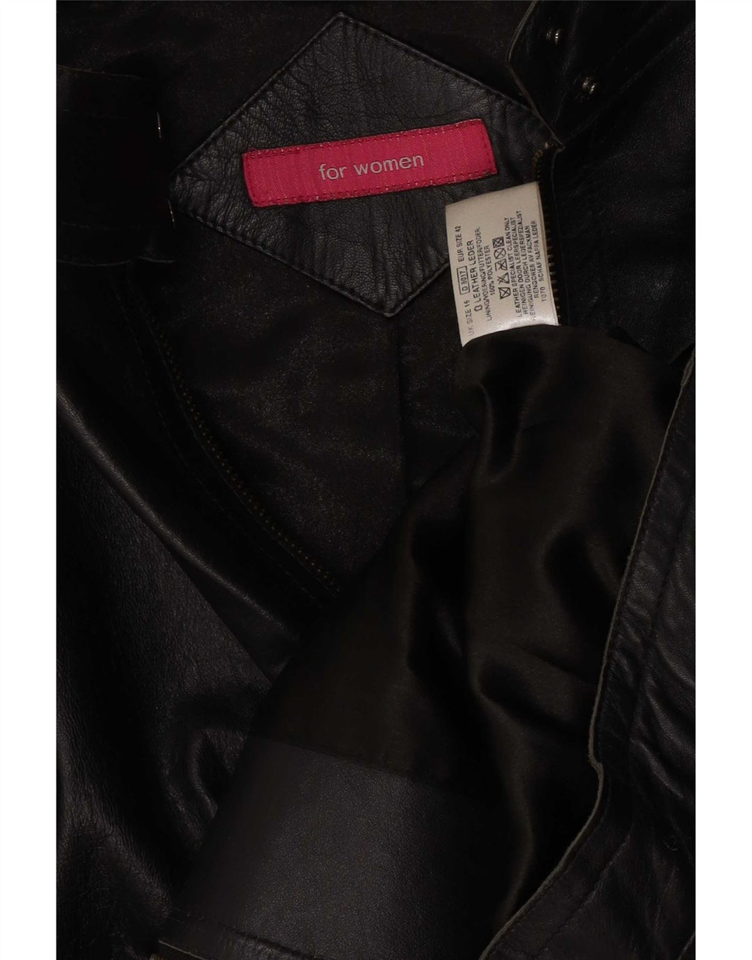 Chaqueta de cuero vintage para mujer UK 46 Large Black