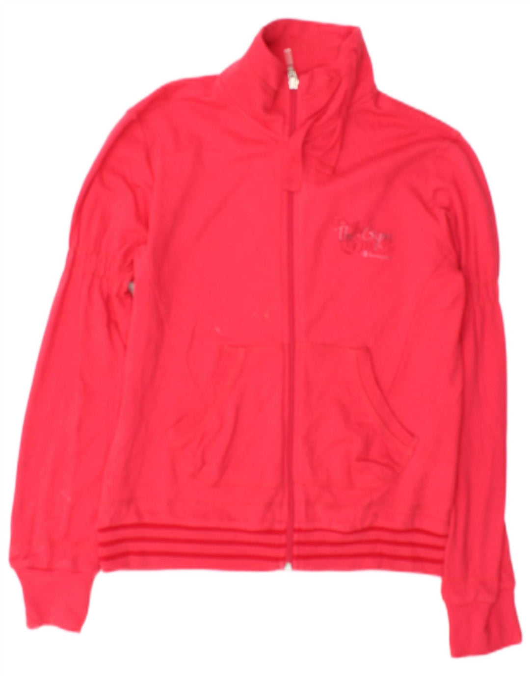 Champion Womens Tracksuit Top Jacket Medium Pink Cotton