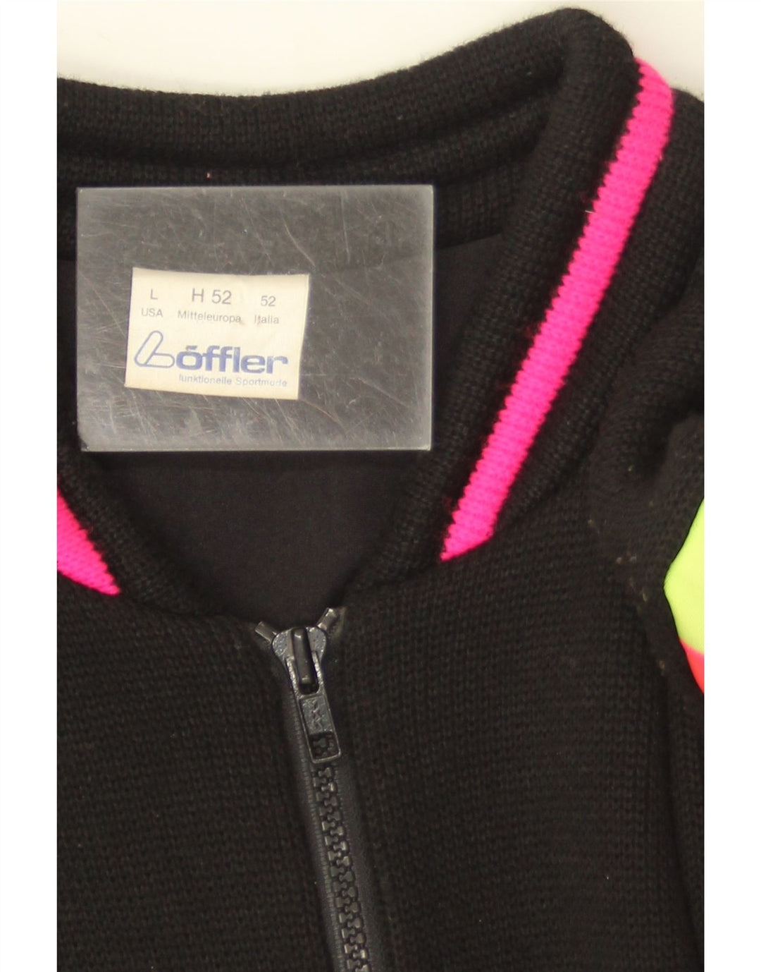 Löffler Herren-Skipullover, groß, schwarze Wolle im Farbblockdesign