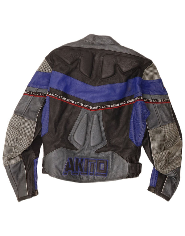 Γυναικείο δερμάτινο γραφικό τζάκετ Racer UK 12 Medium Black Colourblock