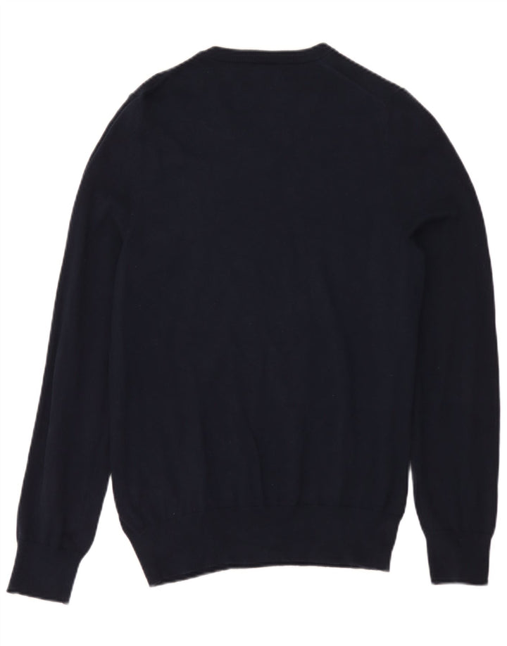 Marks & Spencer Mens V-Neck Jumper Sweater Small Navy Blue Cotton