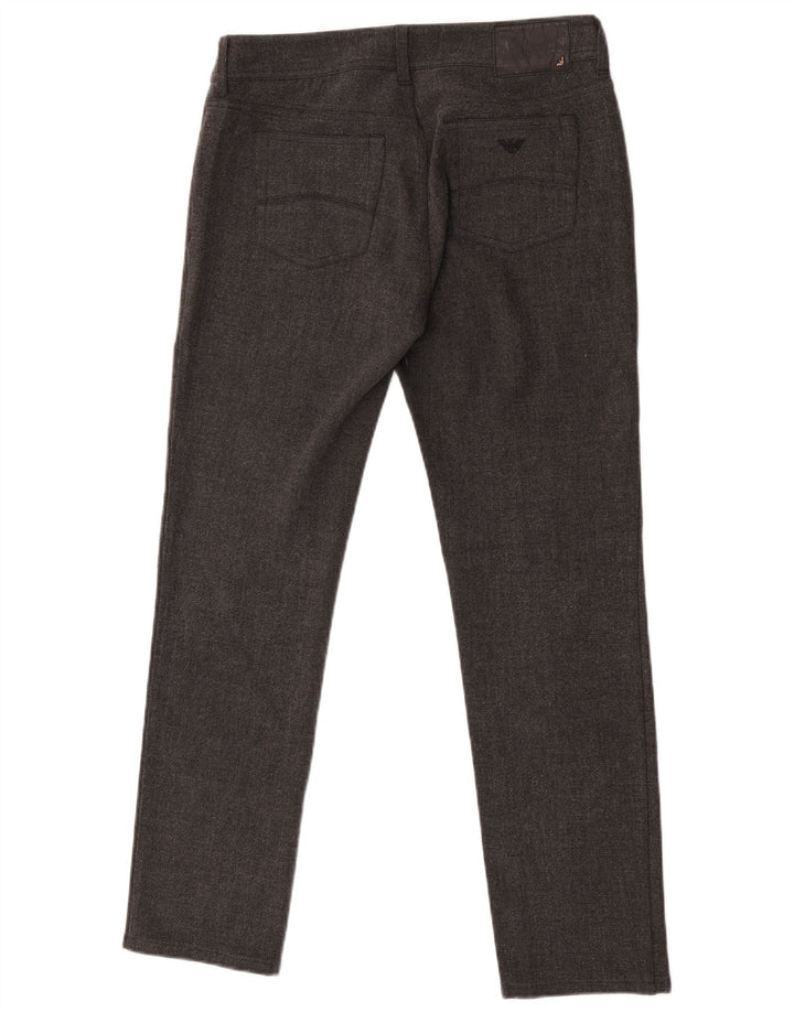 Armani Mens Slim Fit Casual Trousers W28 L29 Grey Polyester