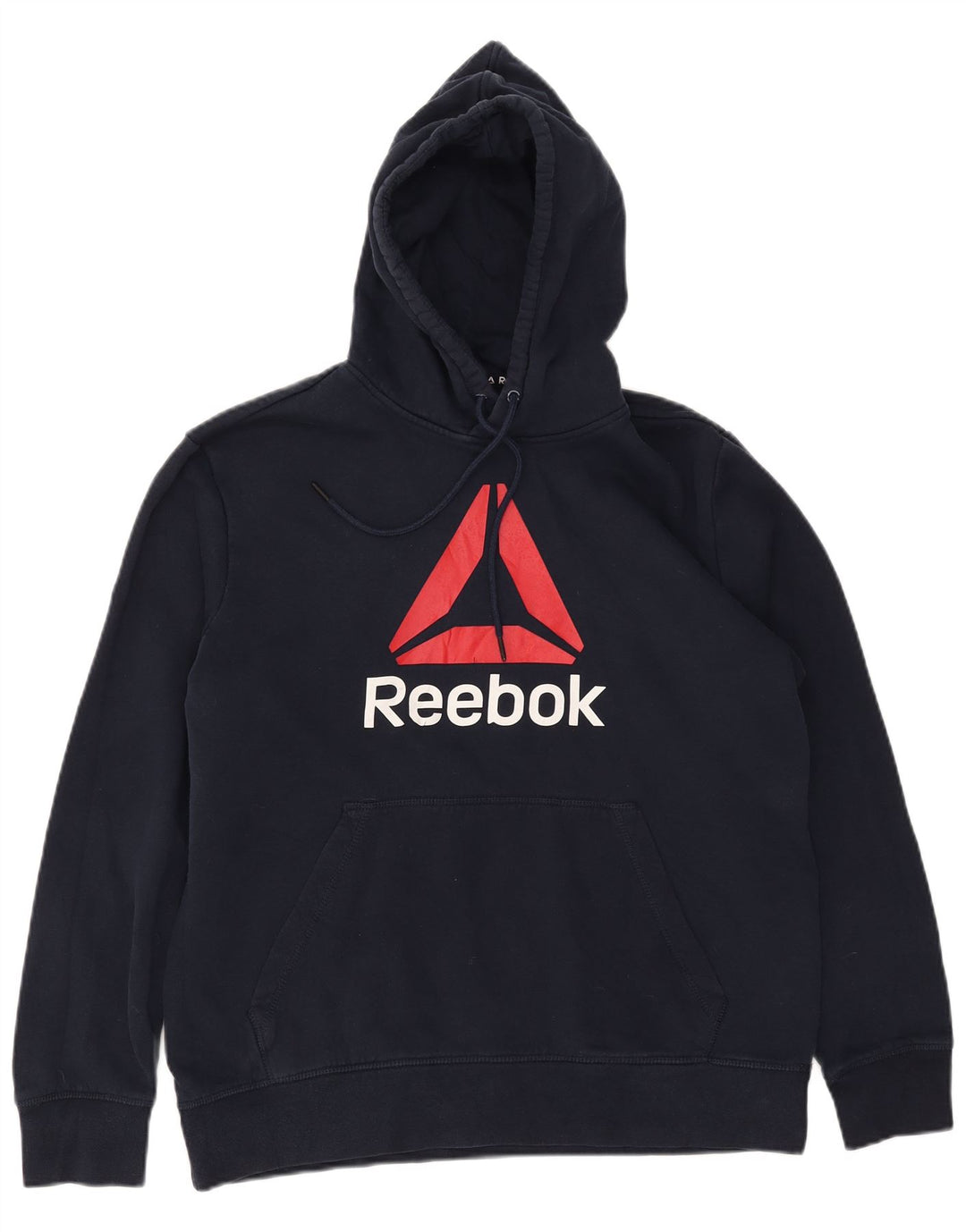 Reebok Mens Graphic Hoodie Jumper Medium Navy Blue Cotton